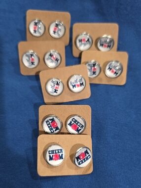 Cheer Mom  Football Mom Stud Earrings - 2 Cheer 5 Football